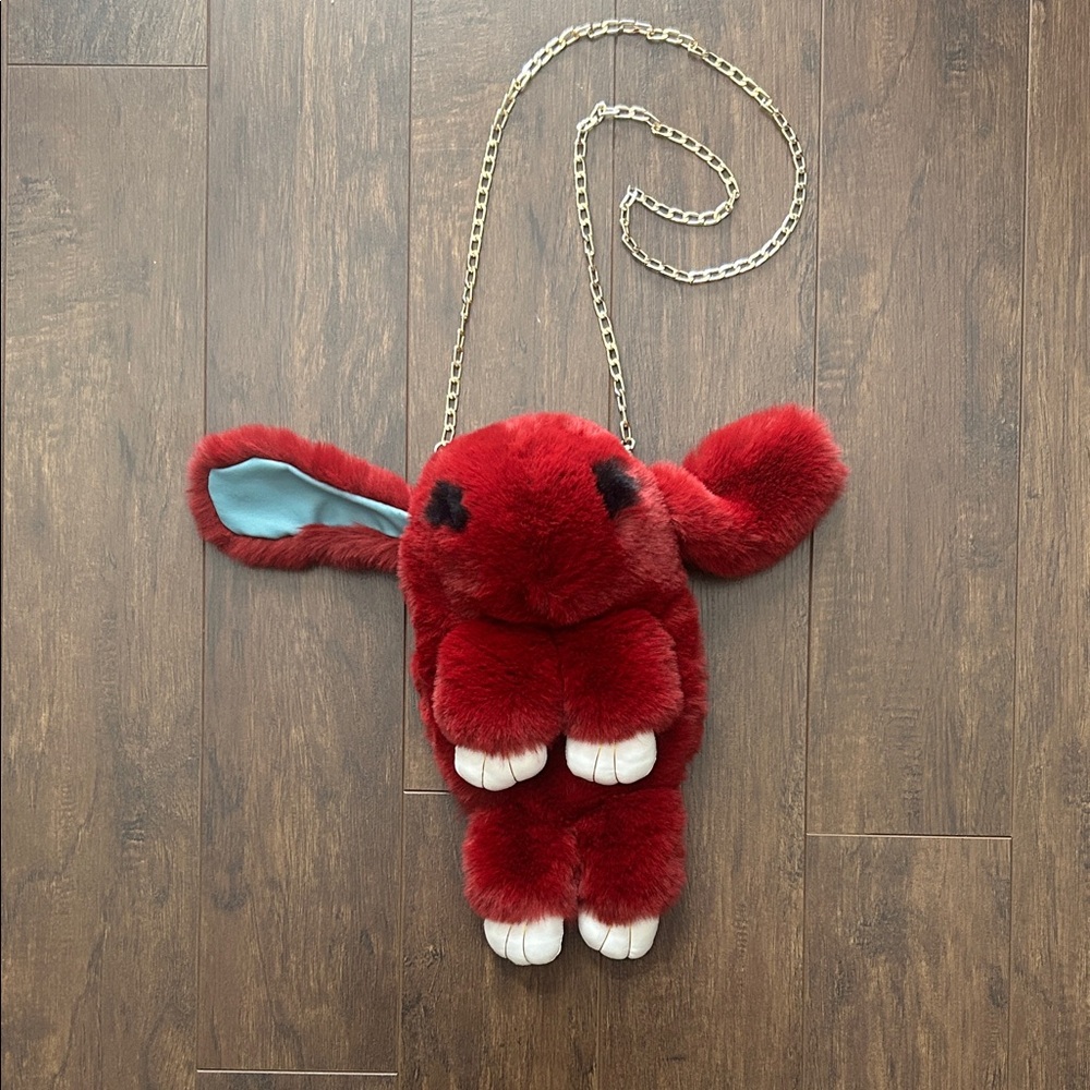Red Plush Bunny Crossbody Bag